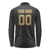 Custom Black Light Khaki Long Sleeve Polo Shirt