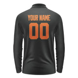 Custom Black Orange Long Sleeve Polo Shirt