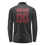 Custom Black Crimson Red Long Sleeve Polo Shirt