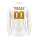 Custom White Yellow Long Sleeve Polo Shirt