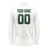Custom White Green Long Sleeve Polo Shirt