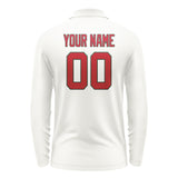 Custom White Red Long Sleeve Polo Shirt