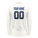 Custom White Navy Long Sleeve Polo Shirt