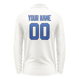 Custom White Sky Blue Long Sleeve Polo Shirt