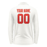 Custom White Orange Red Long Sleeve Polo Shirt