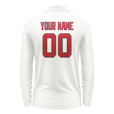 Custom White Red Long Sleeve Polo Shirt