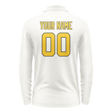 Custom White Gold Long Sleeve Polo Shirt