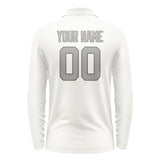 Custom White Gray Long Sleeve Polo Shirt