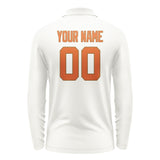 Custom White Orange Long Sleeve Polo Shirt