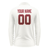 Custom White Crimson Red Long Sleeve Polo Shirt