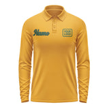 Custom Yellow Green Long Sleeve Polo Shirt