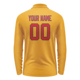 Custom Yellow Red Long Sleeve Polo Shirt