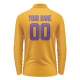 Custom Yellow Light Purple Long Sleeve Polo Shirt
