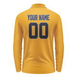 Custom Yellow Navy Long Sleeve Polo Shirt