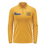 Custom Yellow Navy Long Sleeve Polo Shirt