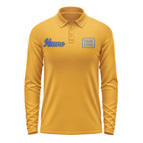 Custom Yellow Sky Blue Long Sleeve Polo Shirt