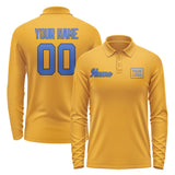 Custom Yellow Sky Blue Long Sleeve Polo Shirt