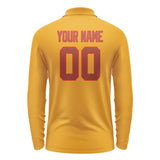 Custom Yellow Coral Red Long Sleeve Polo Shirt
