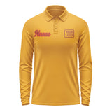 Custom Yellow Coral Red Long Sleeve Polo Shirt