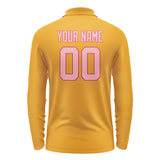 Custom Yellow Light Pink Long Sleeve Polo Shirt