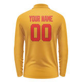 Custom Yellow Orange Red Long Sleeve Polo Shirt