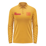 Custom Yellow Orange Red Long Sleeve Polo Shirt