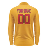 Custom Yellow Red Long Sleeve Polo Shirt