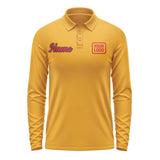 Custom Yellow Red Long Sleeve Polo Shirt
