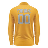 Custom Yellow Gray Long Sleeve Polo Shirt