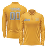 Custom Yellow Gray Long Sleeve Polo Shirt