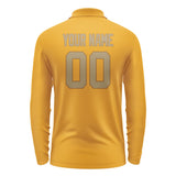 Custom Yellow Light Khaki Long Sleeve Polo Shirt