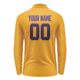 Custom Yellow Purple Long Sleeve Polo Shirt