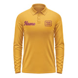 Custom Yellow Crimson Red Long Sleeve Polo Shirt
