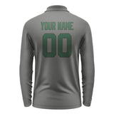 Custom Dark Grey Green Long Sleeve Polo Shirt