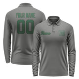Custom Dark Grey Green Long Sleeve Polo Shirt