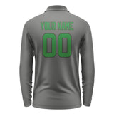 Custom Dark Grey Emerald Green Long Sleeve Polo Shirt