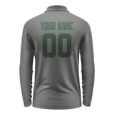 Custom Dark Grey Dark Green Long Sleeve Polo Shirt