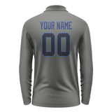 Custom Dark Grey Navy Long Sleeve Polo Shirt