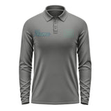 Custom Dark Grey Blue Green Long Sleeve Polo Shirt