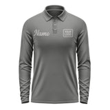Custom Dark Grey Gray Long Sleeve Polo Shirt