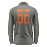 Custom Dark Grey Orange Long Sleeve Polo Shirt