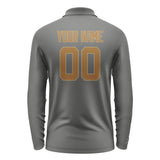 Custom Dark Grey Khaki Long Sleeve Polo Shirt