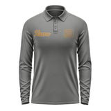 Custom Dark Grey Khaki Long Sleeve Polo Shirt