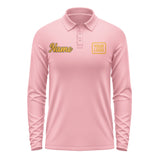 Custom Light Pink Yellow Long Sleeve Polo Shirt