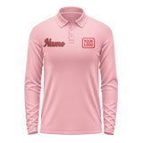 Custom Light Pink Red Long Sleeve Polo Shirt