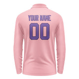 Custom Light Pink Light Purple Long Sleeve Polo Shirt