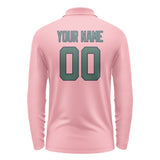 Custom Light Pink Blue Green Long Sleeve Polo Shirt