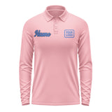 Custom Light Pink Sky Blue Long Sleeve Polo Shirt