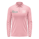 Custom Light Pink Cream Long Sleeve Polo Shirt