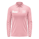 Custom Light Pink White Long Sleeve Polo Shirt